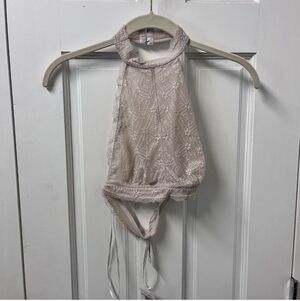 Free People Lace Halter Bralette In Blush Pink